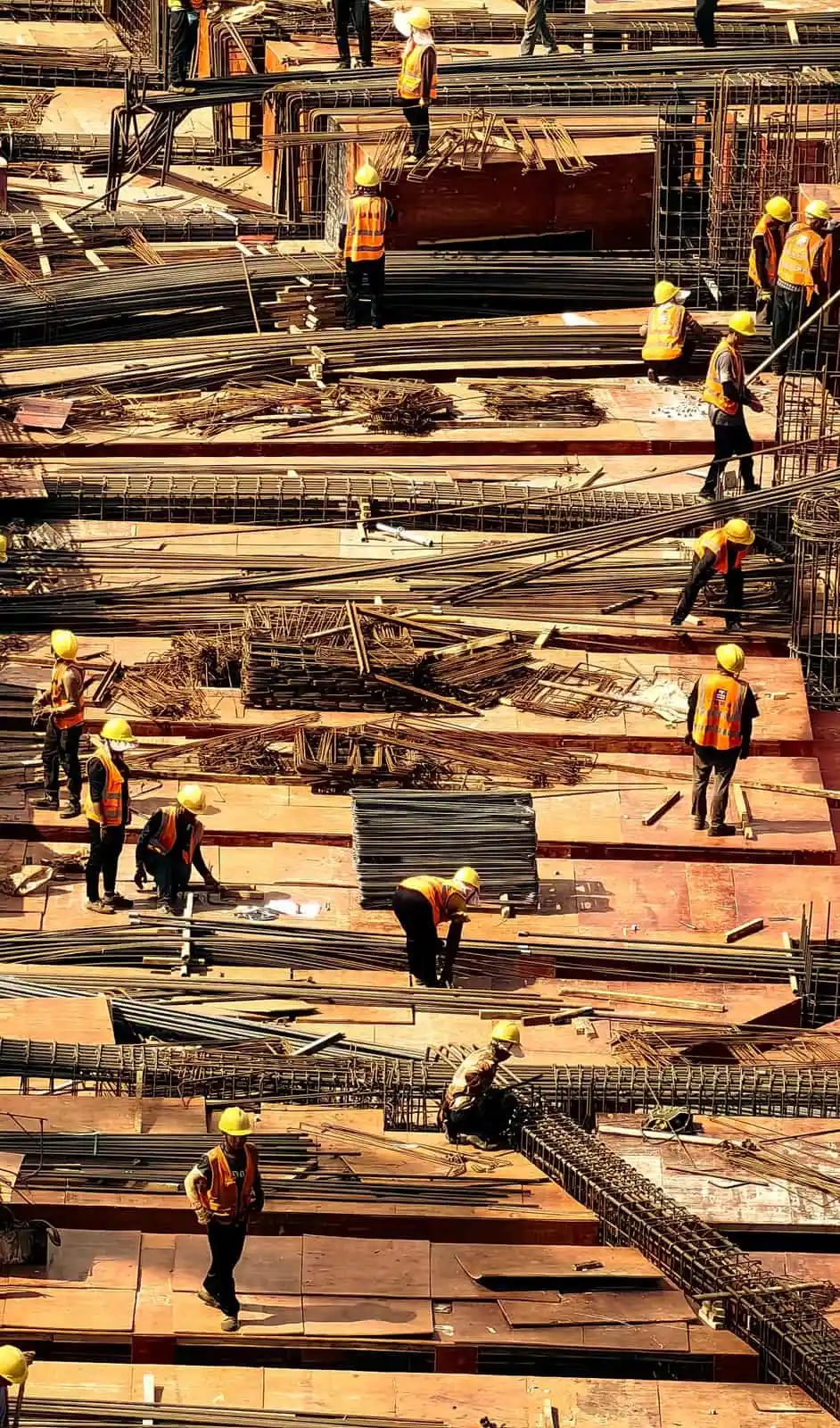 Construction professionals coordinating work on site